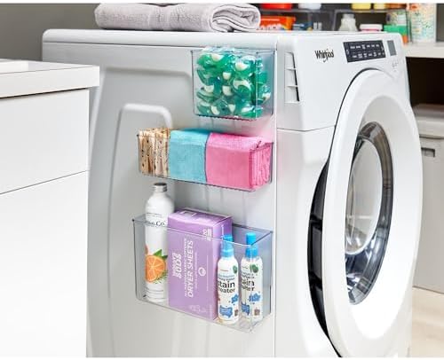iDesign Magnetic Large Clear Plastic Organizer Bins