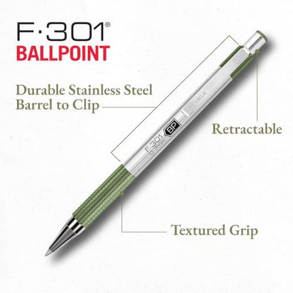 Zebra Pen F-301 Signature Series Ballpoint Pen, Black, 0.7mm, 4-Pk (27294)