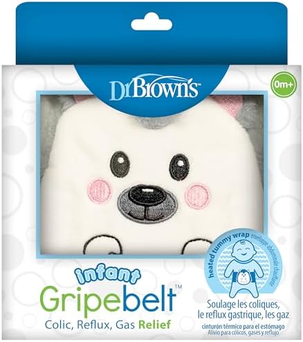 Dr. Brown's Infant Gripebelt Heated Belly Band, Soothe Baby's Tummy with Gentle Warmth and Compression, Hedgehog, 0m+ (Pack of 6)