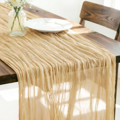 Beige Cheesecloth Table Runner Fall Boho Wedding Birthday Home Decor