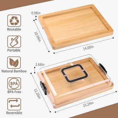 CAWIU Portable Charcuterie Board with Lid, Travel Cheese Board & Snack Tray