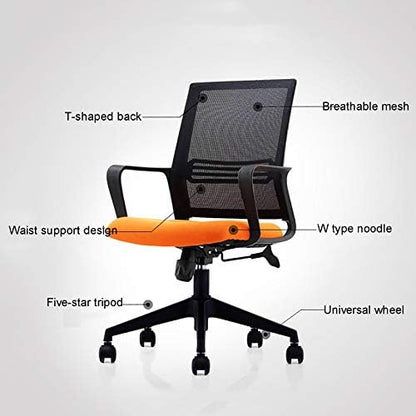 Home Office Chair with Mid-Back Rotating Waist Support Desk Task Computer Chair Ergonomic Comfortable Mesh Armchair (A)