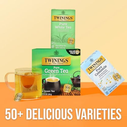 Twinings Pure White Tea Bags, Unopened Tender Tea Buds, 20 CT Box (6 Pack)