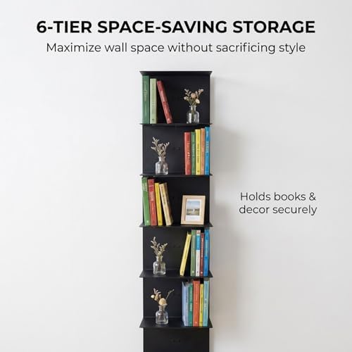 Invisible Floating Bookshelf With Metal Spine Wall Mounted Storage For Books And Decor, Space-Saving Display Unit For Home And Office Use(Black,Large)