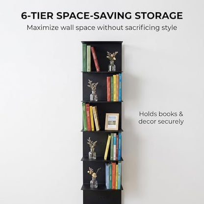 Invisible Floating Bookshelf With Metal Spine Wall Mounted Storage For Books And Decor, Space-Saving Display Unit For Home And Office Use(Black,Large)
