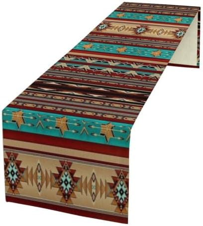 Aztec Southwest Table Runner,Ethnic Style Design Geometric Table Runners Dresser Scarves Table Setting Decor for Garden Farmhouse Wedding Party Holiday Dinner Home 13x60 Inch