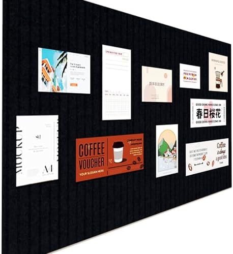 Large Felt Wall Tiles Cork Boards for Office Cubicle, 47"x35" Felt Bulletin Board Tiles Pin Board for Walls Home Decor, Noise Reduction Boards Panels for Photos Memos, 12-Pack, Black