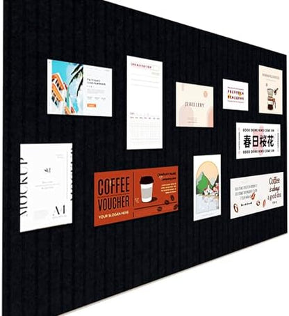 Large Felt Wall Tiles Cork Boards for Office Cubicle, 47"x35" Felt Bulletin Board Tiles Pin Board for Walls Home Decor, Noise Reduction Boards Panels for Photos Memos, 12-Pack, Black