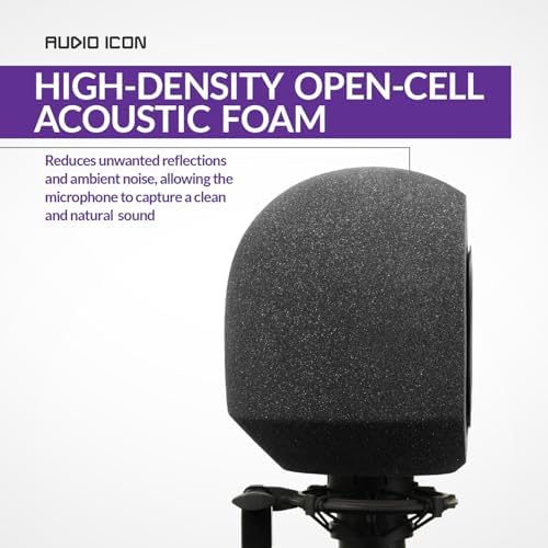 Soundbox Vocal Recording Isolation Booth | Portable Microphone Shield, Pop Filter for Studio-Quality Sound | Singing, Podcasting, Acoustic High-Density Foam Ball, Mic Soundproof Box (Twilight Purple)