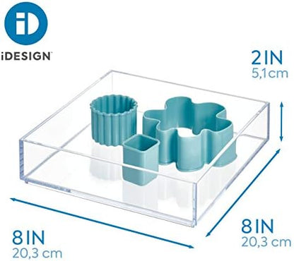 iDesign Clear Drawer Organizer, 8" x 8" x 2" | Pack of 2 | For Silverware | Kitchen Storage | Clarity Collection