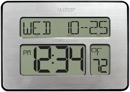 La Crosse Technology Atomic Wall/Table Clock, Metal, 7.5-inch H x 9.75-inch W x 1-inch D (513-1419) (513-1419-INT)