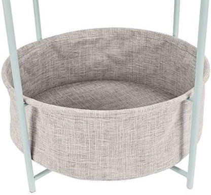 Amazon Basics Round Storage End Table, Side Table with Cloth Basket, Mint Green/Heather Gray, 18 in x 18 in x 19 in