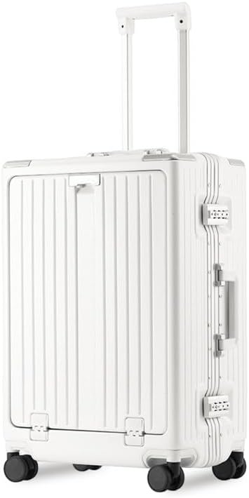 Carry On Luggage 22x14x9 Airline Approved Aluminum Frame, 20 Inch Hard Shell Carry On Luggage, Suitcase Carry-on Zipperless Luggage, TSA Approved (White)