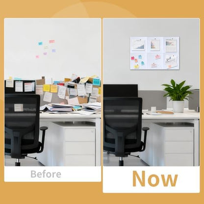 Large Bulletin Felt Board – 36" x 24" Wall Tiles with 50 Wooden Push Pins for Office, Home, Notes, Photos & DIY Classroom Décor(6PCS,White)