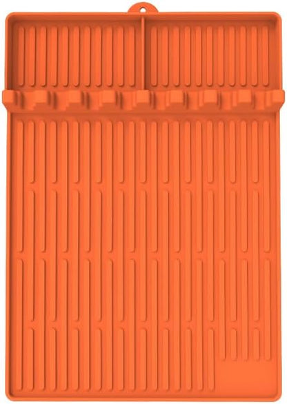 Silicone Grill Mat Compatible with Blackstone, Silicone Griddle Tools Mat with Drip Pad, Spatula Mat for Outdoor Grill Kitchen Counter