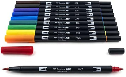 Tombow Dual Brush Marker 10-Piece Set: Primary