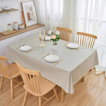 LIBERECOO Heavy Duty Vinyl Tablecloth with Flannel Backing Waterproof Oil-Proof Plastic Table Cloth Stain-Resistant Wipeable Rectangle or Square Table Cover for Indoor and Outdoor 60 x 84 Inch