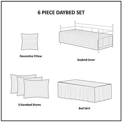 Madison Park Coastal Damask Quilted Daybed Cover Set, 6PC, 39"x75"