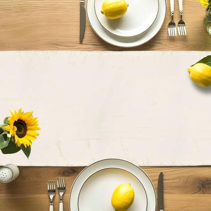 Bee Table Runner Dresser Scarf 13 x 72 Inch Farmhouses Honeybee White Floral Plants Retro Beige Table Runners Non-Slip Heat Resistant Kitchen Dining Table Decor for Home Holidays Indoor Outdoor
