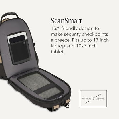 SWISSGEAR 1900 ScanSmart Laptop Backpack, Fits Most 17-Inch Laptops, TSA-Friendly Lay-Flat Design, RFID Protection, and Tablet Pocket, Black, 31L, 18.5-Inch