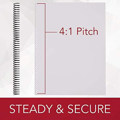 GBC Binding Spines/Spirals/Coils, 16mm, 125 Sheet Capacity, 4:1 Pitch, Color Coil, Black, 100 Pack (9665070)