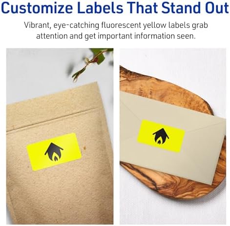 Avery Printable Rectangle Labels, Sure Feed Technology, 1" x 4", Neon Yellow Labels, Laser/Inkjet Printable, 200 Total, Great for Mailing and Cosmetics