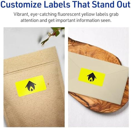 Avery Printable Rectangle Labels, Sure Feed Technology, 1" x 4", Neon Yellow Labels, Laser/Inkjet Printable, 200 Total, Great for Mailing and Cosmetics