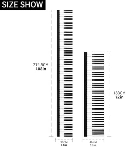 ALAZA Double-Sided Music Black and White Piano Keys Table Runner 18x72 Inches Long,Table Cloth Runner for Wedding Birthday Party Kitchen Dining Home Everyday Decor