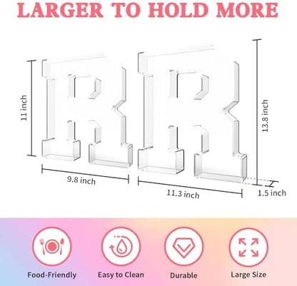 13.8" Acrylic Letter Charcuterie Tray,Fillable Alphabet Box (Letter R)