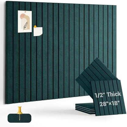 28" x 18" Felt Bulletin Board Tiles 1/2" Thick, Forest Green
