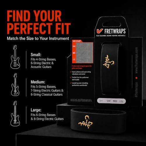 Gruv Gear Fret Wrap & Guitar Mute Matt Heafy EE Edition, Fretwrap for Acoustic, Electric & Bass | String Dampener Recording, Tapping & Practice Accessory (1 Pack, Small Matt Heafy EE Edition, Fits 4