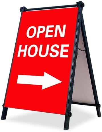 24”x36" Premium Heavy-Duty A-Frame Sign Stand – Holds 2 Insert Boards + 1 Hanging Sign | Weatherproof Sidewalk Sign Holder for Business, Real Estate, Restaurants & Events (STAND ONLY) (2)