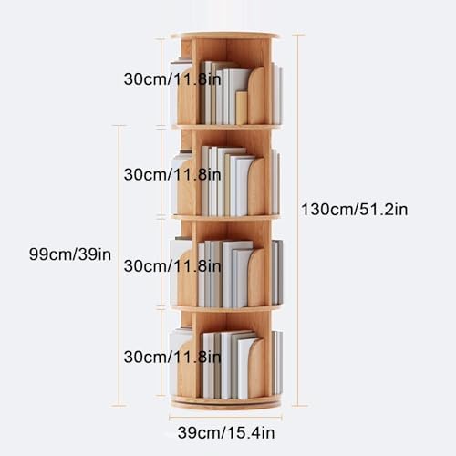 GAMAK Small Rotating Bookshelf 360 Display 3-4 Tier for Small Spaces Kids Narrow Swivel Corner Book Shelf Wood Used in Bedrooms Living Rooms Study Office (Color : Walnut, Size : Three)