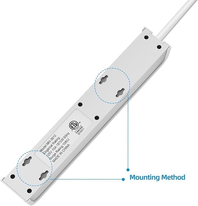 Power Strip Surge Protector, 6 Feet Extension Cord, 600 Joules Surge Protection, Multiple Protection 6 Outlet Strip, ETL Listed, 2 Pack