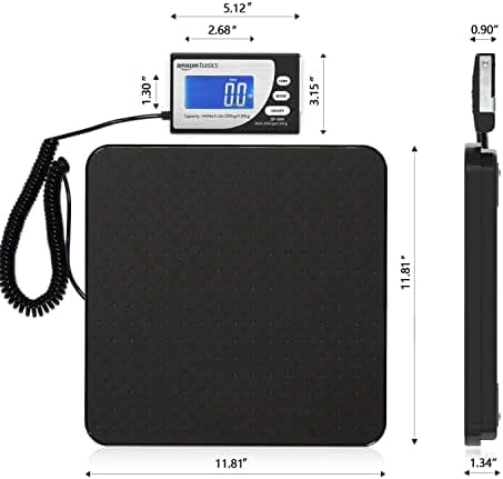 Amazon Basics Digital Shipping Postal Scale with Tare Function, Heavy Duty Weighing Platform 1 Ounce Readability, Portable, Black, 660 lb Capacity (Pack of 5)