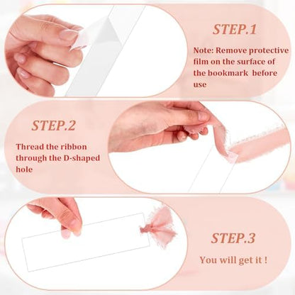 Yeaqee 100 Pcs Clear Acrylic Bookmark Blanks with Ribbon