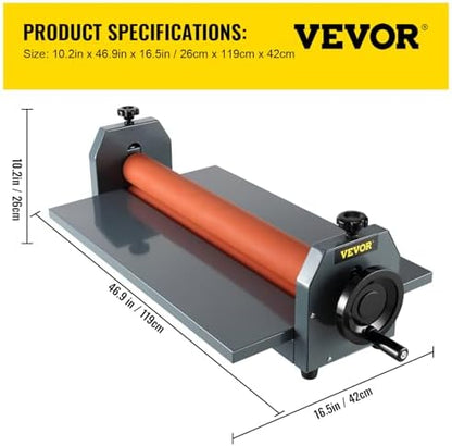 VEVOR 39 Inch Cold Laminator Machine 10mm Manual Vinyl Photo Film Cold laminator Hand Crank Pressure Cold Roll laminator（39Inch
