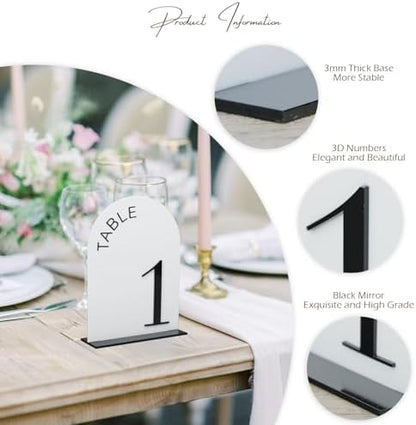 White Arch Wedding Table Numbers 1-10 with Stands