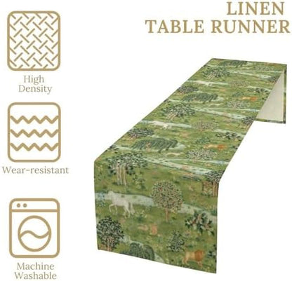 William Morris Floral Table Runner, Vintage Flowers Blue Botanical Printed Table Runner for Home Kitchen Dining Table Decoration,13x70 Inch