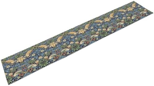 William Morris Floral Table Runner, Vintage Flowers Botanical Printed Table Runner for Home Kitchen Dining Table Decoration,13x36 Inch Strawberry Thief
