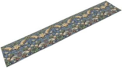 William Morris Floral Table Runner, Vintage Flowers Botanical Printed Table Runner for Home Kitchen Dining Table Decoration,13x70 Inch Strawberry Thief