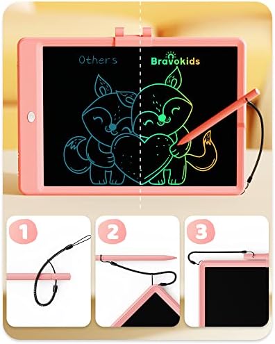 Bravokids Toys for 3 Years Old Girls Boys, LCD Writing Tablet 10 Inch Doodle Board, Electronic Drawing Pads, Educational Birthday Gift for 3 Years Old Kids Toddler (Light Pink)