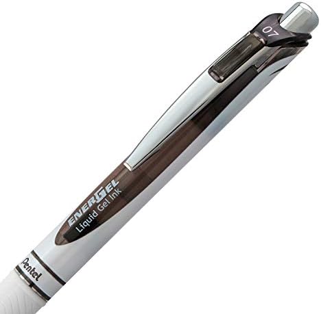 Pentel EnerGel Pearl Deluxe RTX Retractable Liquid Gel Pen, (0.7mm), Accent, Black Ink, Box of 12 (BL77PW-A)
