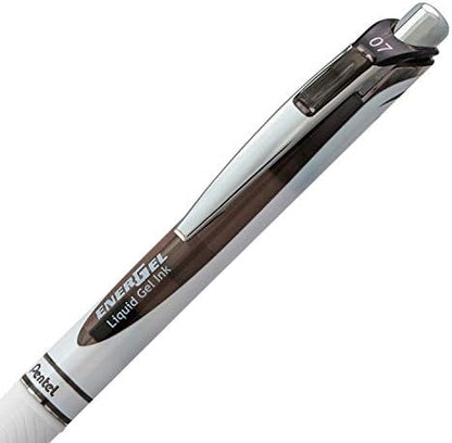 Pentel EnerGel Pearl Deluxe RTX Retractable Liquid Gel Pen, (0.7mm), Accent, Black Ink, Box of 12 (BL77PW-A)