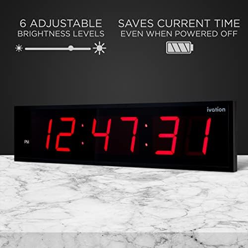 Ivation Oversized Digital Wall Clock with Large LED Display & Timer, 72"