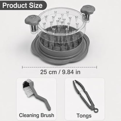 Premium Large Chicken Shredder Tool with Suction Base 2026 – Twist Meat Shredder with Ergonomic Handle & Anti-Slip Grip – Transparent Lid for Easy Shredding Chicken & Beef (Light Grey)