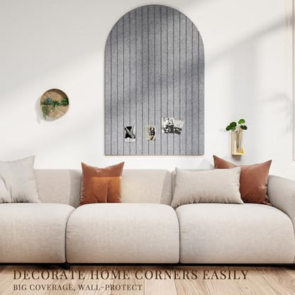 JBER Large Arched Felt Bulletin Board 36" x 24", 6 Pack, Light Gray
