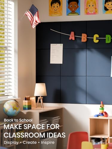 Bumusty 36"x 24" Large Felt Bulletin Board Tiles, Carbon Blue