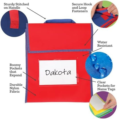 Really Good Stuff Store More Medium Book Pouches, 6-Pack, Grouping Colors