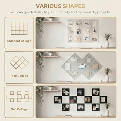 AHEONLAR Felt Bulletin Board 48" x 36", Cork Boards for Walls, 12 Pack Bulletin Board Large Cork Board for Office, Felt Boards with 70 Safe Removable Adhesive Tabs Wall Decor for Home(White)